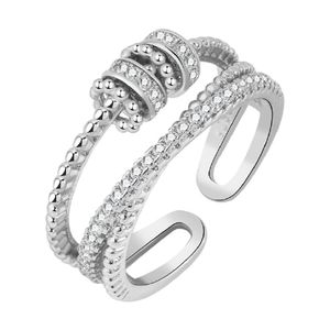 INF Verstellbarer Anti-Stress-Ring mit drehbaren Perlen Silber