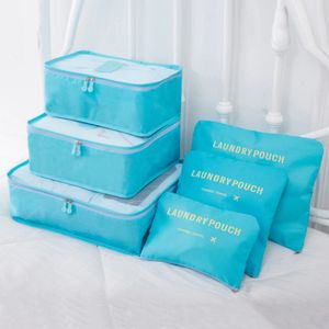 Reise Koffer Organizer Packtaschen Kleidertaschen Packwürfel Set 6-teilig in Hellblau