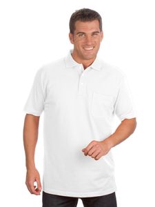 QUALITYSHIRTS Kurzarm Poloshirt mit Brusttasche - Gr. 5XL - weiß