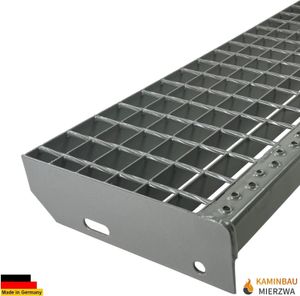 Treppen Stufe Metall Stufen Stahl Treppenstufe feuerverzinkt | Breite:  800mm | Farbe: Silber (RAL 9007) | ohne Schrauben-Set