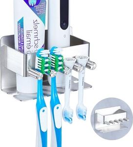 Zahnbürstenhalter, elektrische Wand, kein Bohrer, Kopf selbst klebender Zahnpasta-Spender Badezimmer, Edelstahlhalter-Lagerorganisatorin Organizer