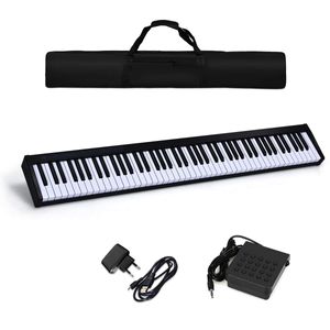 COSTWAY Digitales Piano Keyboard 88 Tasten, tragbares elektronisches Musikinstrument, MIDI Bluetooth, Bedienfeld, Leichtgewicht, Musikgeschenke für Kinder und Anfänger, mit Tragetasche, schwarz