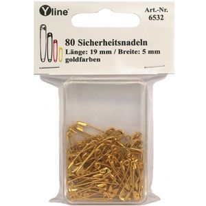 80 Stück Mini Sicherheitsnadeln 19 mm, klein, goldfarben, , Bastelbedarf Nadel Nadeln, 6532