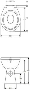 VIGOUR Stand WC +6 cm Stand WC Behindertengerecht mit glasiertem Spülrand und WC-Sitz, weiß