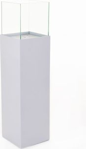 VIVANNO Windlicht Alu-Verbund CANDELA Rechteckig, Weiß matt - 25x25x100 cm