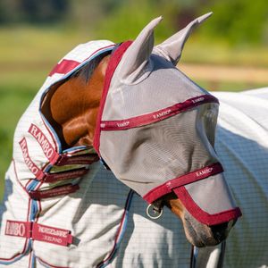 Horseware Rambo Plus Fly Mask Untreated, Größe:VB, Farbe:oatmeal/cherry