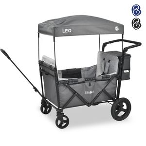 FableKids Bollerwagen LEO X2Plus mit Dach faltbarer Transportwagen Fossil Grau