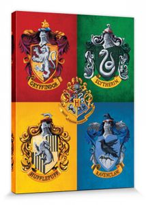 Harry Potter Poster Leinwandbild Auf Keilrahmen - Colourful Crests (40 x 30 cm)