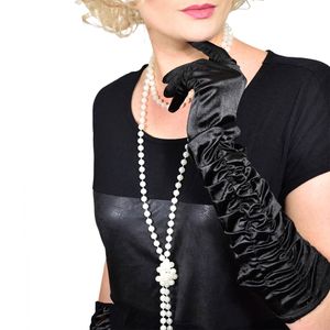 Charleston 20er Jahre Perlenkette 180cm lange Halskette mit Perlen weiße Kette für Burlesque Kostüm Kleid Outfit Accessoire