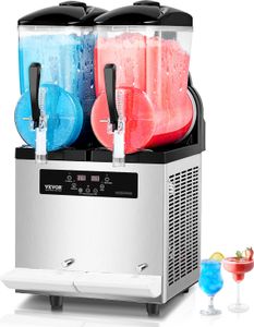 VEVOR kommerzielle Slusheis Maschine 12 L x 2 Doppeltank-Maschine für gefrorene Getränke, 96 Tassen Edelstahl Slush-Eis-Maschine mit Tastenfeld Softeis Maker für Partys Restaurants Cafés Bars