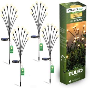 LUMILED 4 sztuki lampy solarnej świetliki 70 cm lampa solarna ogrodowa, ze szpikulcem, oświetlenie ścieżki, ciepła biel 3000K IP44 dekoracja ogrodu
