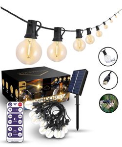 Homezie Solarbetriebene Lichterkette - 10 Meter - 20 LED-Glühbirnen - Gartenbeleuchtung - Stachelschnur - Birnengirlande