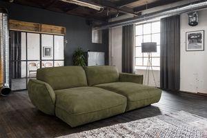 Big Sofa Longchair, Leder oder Kunstleder im Vintagelook, versch. Farben KAWOLA olivgrün DAVITO