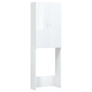 vidaXL Waschmaschinenschrank Hochglanz-Weiß 64x25,5x190 cm