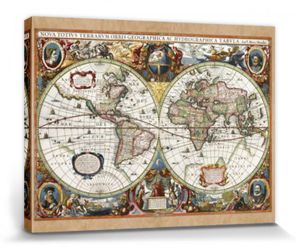 Historische Landkarten Poster Leinwandbild Auf Keilrahmen - Weltkarte, Nova Totius Terrarum, 1630 (60 x 80 cm)