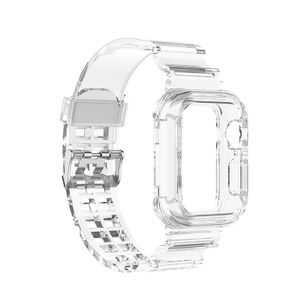 42/44/45mm transparentes Uhrenarmband Armbanduhr Armband Gürtel für Apple Watch 1/2/3/4/5/6/7/SE (transparent weiß)