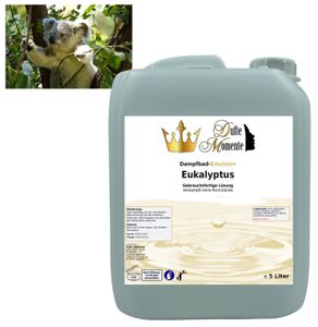 Dampfbad Emulsion Eukalyptus - 5 Liter - gebrauchsfertig für Dampfbad, Dampfdusche, Verdampferanlagen