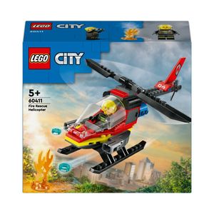 LEGO City Feuerwehrhubschrauber, Set mit Hubschrauber-Spielzeug und Pilot-Figur, Feuerwehr-Helikopter für ein fantasievolles Spielerlebnis, Geschenk für Kinder, Jungen und Mädchen ab 5 Jahren 60411