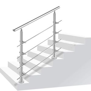 karpal Edelstahl Handlauf Gelaender Bausatz mit/ohne Querstreben fuer Treppengelaender innen & aussen, Balkon (120cm, 4 Querstreben)