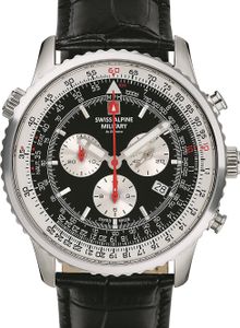 Švýcarské vojenské náramkové hodinky Alpine 45 mm kožený řemínek 7078.9537