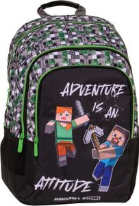 Minecraft Schwarzer Schulrucksack - 30 x 44 x 14 cm