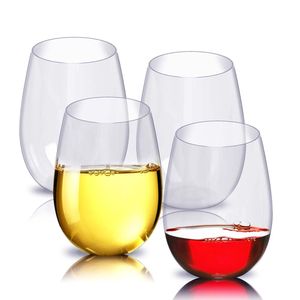 CANDeal Set von 4 Weingläser Unzerbrechliche Plastikbecher 100% Copolyester Bruchsicher Kunststoff Weinglas Spülmaschinenfest (16oz)