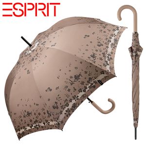 Esprit Regenschirm Stockschirm Schirm mit Automatik Long AC Poetry Flower taupe
