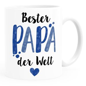 Kaffee-Tasse Beste Mama/Bester Papa der Welt Herz Geschenk für Eltern Vater Mutter Muttertag Vatertag Moonworks® Papa 1 weiß Keramik-Tasse
