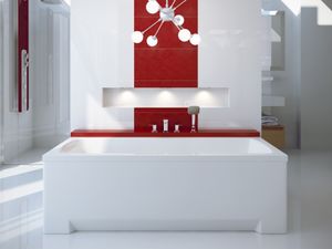 BADLAND Badewanne Rechteck Optima 170x70 mit Acrylschürze, Füßen und Ablaufgarnitur GRATIS