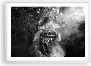 Gerahmtes Poster - Weißer Rahmen - Retro Vintage Frau - 70x50 cm - Wand Bild - Wanddeko - Wandbilder - Kunstposter - Wandposter - Bilderrahmen - Bilder - Kunstdruck - Wanddekoration - P2WAA70x50-4940
