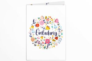 Friendly Fox Einladung Blumen - 12 Einladungskarten zum Geburtstag Taufe Konfi Kommunion Hochzeit - Klappkarten blanko mit Umschlag - florales Design