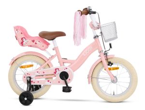 SJOEF Dolly Kinderfahrrad 14 Zoll | Kinder Fahrrad für Mädchen / Jugend | Ab 2-7 Jahren | 12 - 18 Zoll | inklusive Stützräder (Rosa)
