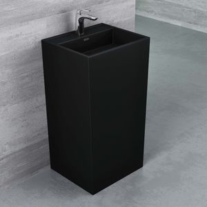 Mai & Mai Design Standwaschbecken freistehend in schwarz, aus Mineralguss, Waschtisch, BTH: 50x42x90cm Col34