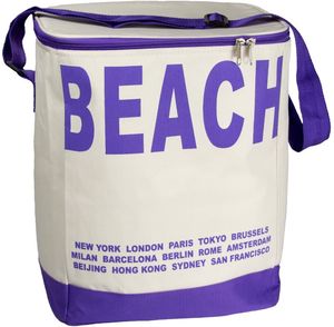 GKA Kühltasche lila Beach 20 Liter im Soft-Design faltbar 35 x 28 cm mit Schultergurt für Strand Sommer Camping