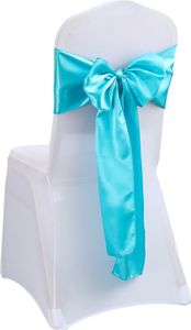 CANDeal 10-dielna sada saténových stoličiek Sashes Bows pre svadobnú recepciu - univerzálne stoličky späť kravaty, bez krytov stoličiek (Blue Lake)