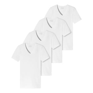 Schiesser 4er-Pack - 95/5 - Organic Cotton Unterhemd / Shirt Kurzarm Tiefer V-Aussschnitt, Elastische Single-Jersey Qualität, Perfekter Sitz
