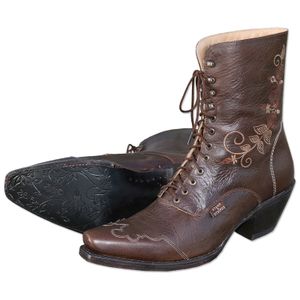 Damen Western Cowboy Biker Leder Stiefel Boots »ROSI« Braun