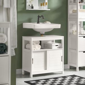 SoBuy Kúpeľňová skrinka Vanity Unit Kúpeľňový nábytok Umývadlo Kúpeľňová skrinka s podnožkou FRG128-W