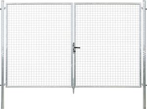 Alberts Wellengitter-Doppeltor mit Zubehör, Breite 300 cm, Höhe 200 cm, feuerverzinkt, zum Einbetonieren, Pfostentärke 76 mm