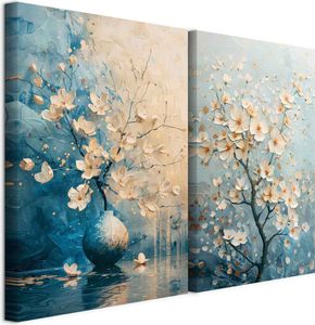 murando - Akustikbild Set Stillleben mit Blumen Vase 40x30cm 2 Teilig je 20x30cm Collage 2er Mehrteiligen Gemälden Kunstdrucke Wandbild Schallabsorber Akustikplatten - Schlafzimmer b-H-10215-b-a