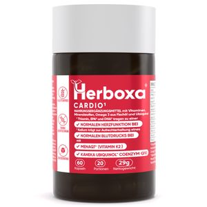 Herboxa CARDIO (1) - mit Thiamin, EPA & DHA, die zur normalen Funktion des Herzens beitragen & Omega-3, das den normalen Blutdruck fördert,mit Kaneka,MENAQ7,Vitaminen-60 vegane Kapseln
