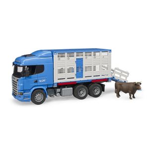 Bruder 3549 Scania R-Serie Tiertransport - Lkw mit Einem Rind, Blau
