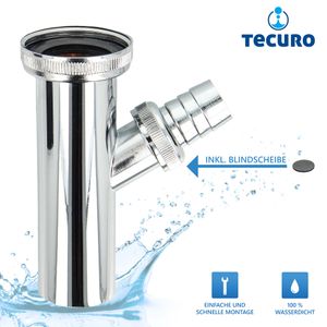 tecuro Tauchrohr Ø 32 x 200 mm mit Geräteanschluss Ø 19 mm, Kunststoff-verchromt