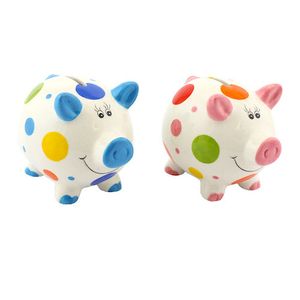 Sparschwein Spardose "Piggy Bank" mit Tupfen - Blau