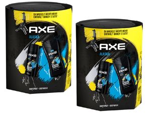 AXE Geschenkset 2x Alaska Pflegeset mit jeweils 1x Bodyspray Deo Deodorant Männerdeo (150ml), 1x Bodywash Shampoo Duschgel (250ml), 1x Handystativ