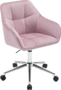 WOLTU Bürohocker Homeoffice Stuhl, Schminkstuhl, höhenverstellbar, mit Armlehnen Samtsitz : Rosa+Silber Farbe: Rosa+Silber