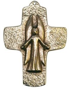 Schutzengel Kreuz zur Taufe Bronze 8 cm