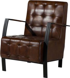 MASSIVMOEBEL24 Sessel Echtleder 64x76x83 braun IRON LABEL #14
