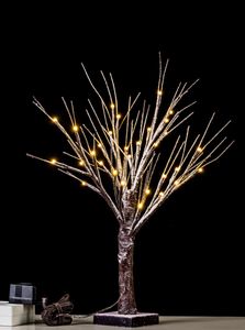 LED Lichterbaum 32 LED  warmweiß Weihnachtsdeko Kunstschnee 60 cm Lichterzweige