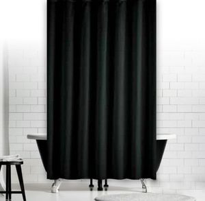 Textil Duschvorhang Uni schwarz 240x200 inkl. schwarze Duschringe!